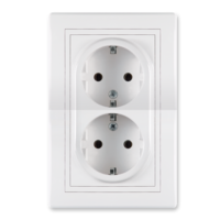 Prikljucnica dvopolna dvostruka 16A plast bela 604.00 Aling Prestige Line