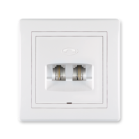 Prikljucnica telefonska dvostruka RJ12 6/2 dve linije bela 611.000 Aling Prestige Line