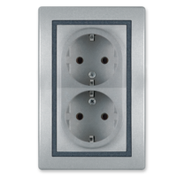 Prikljucnica dvopolna dvostruka 16A plast SREBRNA-GRAFIT 604.S2 Aling Prestige Line