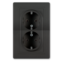 Prikljucnica dvopolna dvostruka 16A plast CRNA SOFT 604.E1E1 Aling Prestige Line